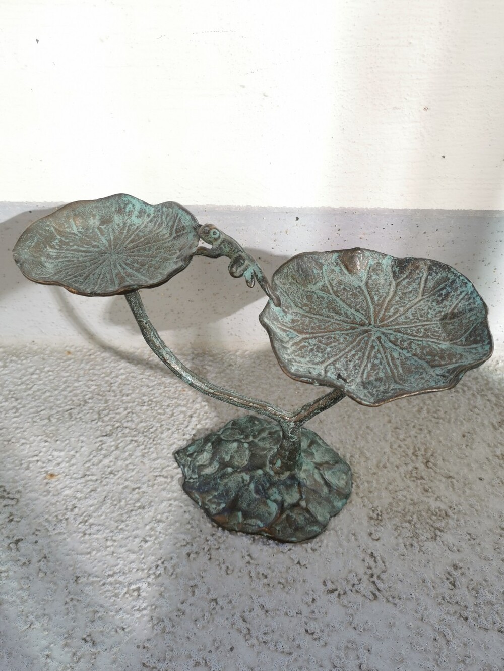 Vintage Cast Metal Frog Lily Pad Tray | Bird Bath | Candle Holder | Decor